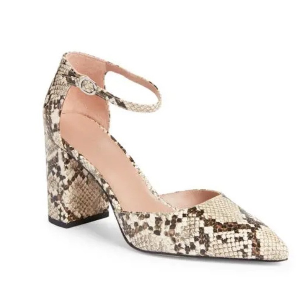 Nordstrom Paola Ankle Strap Pointed Toe Pump Ivory Snake